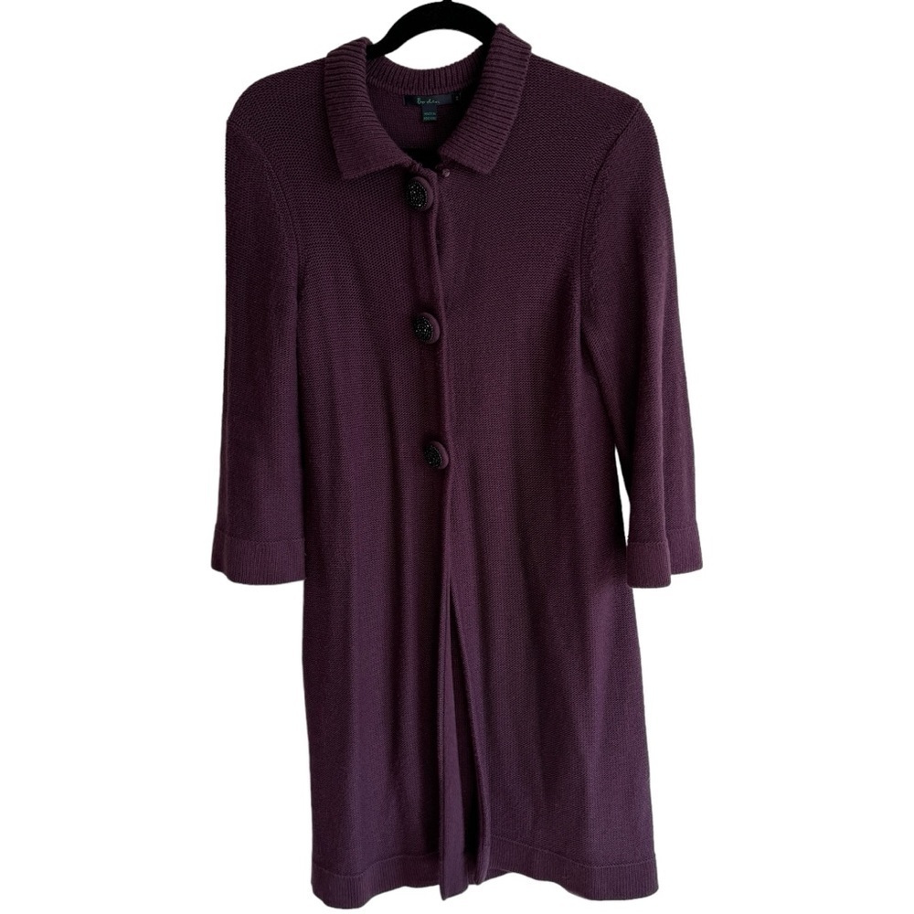 1Boden Cashmere & Angora Blend Purple Embellished Button Cardigan, Size 14